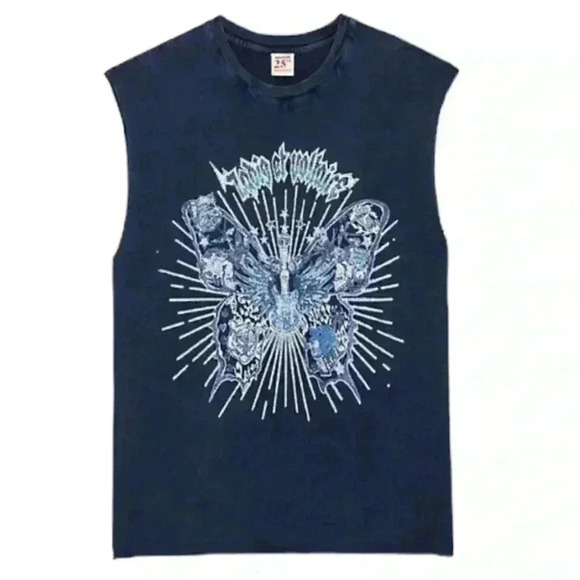 Zadig & Voltaire Womens Encre Cecilia Crystal embellished Cotton Tank top Size L - Picture 7 of 9